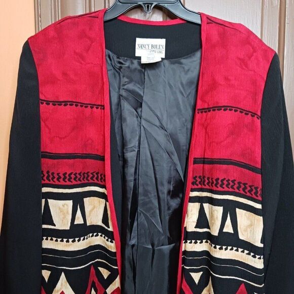 Vintage Nancy Bolen For City Girl Women's size 12 Aztec Motif Cardigan - Picture 3 of 11